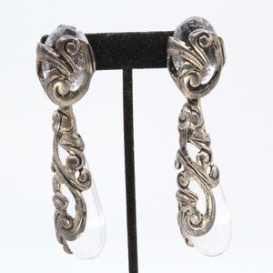 Isabel Canovas French Paris Couture Clear Lucite Resin Large Massive Long Dangle